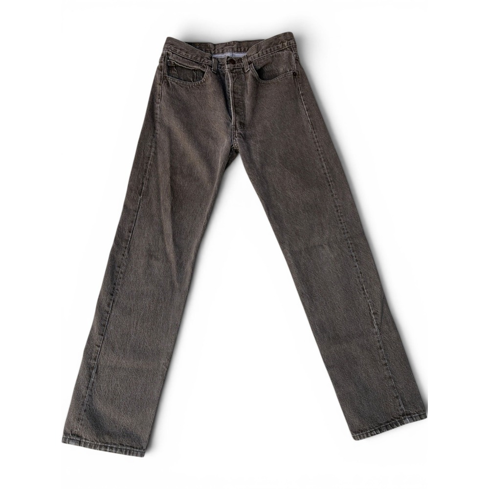 Vintage Levis 501 Grey Distressed Straight Leg Button Fly Jeans Mens 31x32